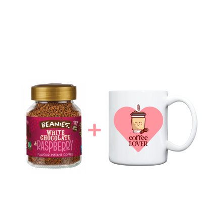 Сет Чаша COFFEE LOVER + Инстантно кафе BEANIES White Chocolate & Raspberry